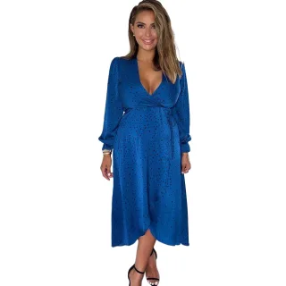 AX Paris - Wickelkleid für Damen, Polyester (Blau)