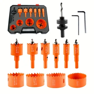 11pcs Bi-Metal Hole Saw Kit HSS-Co Cobalt Drill Bits 16mm to 75mm Wood Metal Cutting Multi Size Tool Set