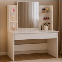 Casaria Schminktisch Lucia (1-St), mit Spiegel Schubladen Beleuchtung Schminkkommode 110x40cm Modern Weiß