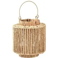 Florists Products Windlicht Boho Windlicht Laterne Bast Naturfaser Metall Ø19cm H21cm