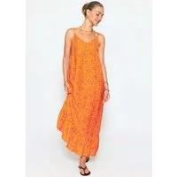 SASSYCLASSY Maxikleid Maxikleid mit Blumenmuster für Damen Luftiges Trägerkleid mit Volantabschluss und V-Ausschnitt