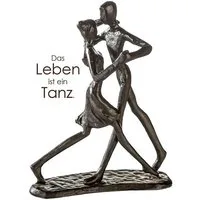 GILDE Dekoobjekt Design Skulptur > Das Leben ist ein Tanz < Eisen brüniert mit Spruchan