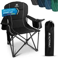 Nordmut Campingstuhl Klappstuhl faltbar, Outdoor Strand Angeln Garten, 200 kg, Armlehne (Spar-Set, 1 St), Kühltasche, Getränkehalter, breite Sitzfläche, gepolstert, wetterfest