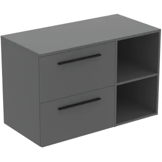 Ideal Standard Möbel-Set 100cm i.life B 2 Auszüge 2 off.Fächer Gr.Schwarz Quarzgrau matt, T5752NG T5752NG