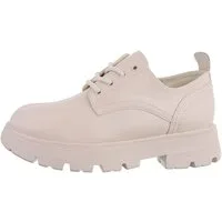 Ital-Design Damen Schnürschuhe Freizeit Schnürschuh Blockabsatz Schnürer in Beige
