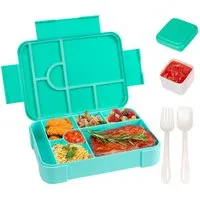 Agger Lunchbox Brotdose Kinder mit Fächern, 1330ML Jausenbox Kinder (Löffel & Gabel), Kinder Brotdose,Kinderfreundliche Verriegelung,BPA-Frei,Auslaufsicher