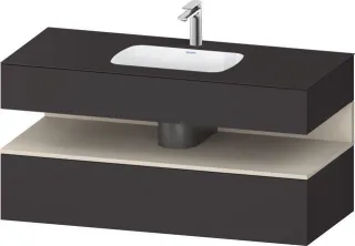 Duravit Qatego Einbauwaschtisch mit Konsolenwaschtischunterbau Graphit Supermatt 1200x550x600 mm - Q QA4787083800000