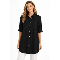 Eight2Nine Hemdbluse Damen Leinen Bluse atmungsaktiv Tunika Sommer langebluse Hemdbluse