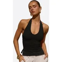 Imily Bela Tanktop Damen Halterneck Top mit freiem Rücken (Packung, 1-tlg., 1per-Pack) Seitenschlitze