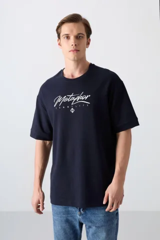 Übergröße Bedrucktes Rundhals-T-Shirt