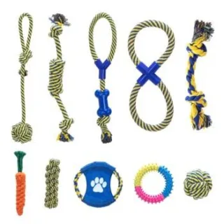 nobleza 10-teiliges Hundespielzeug-Set – Baumwollseile für Kauen, Ziehen & Zahnpflege