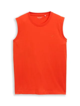 Tom Tailor - Tanktop mit Logo-Stickerei orange red - Gr. - M