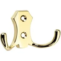 SO-TECH® Garderobenhaken LENA, Lochabstand 20 mm, zwei Größen, Metall massiv, Messingoptik, Höhe 48 mm, 2-fach, inkl. Schrauben