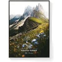 KHG Bilderrahmen 50x70 cm Schwarz, für 1 Bilder (stabile Glasfront & Kunststoff-Rahmen, 1 St), für Fotos, Poster, Zertifikate & Collagen, Steckanbringung für Hoch- und Querformat