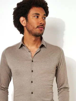 DESOTO - Casual Kent 1/1 light brown piqué - Gr. - S