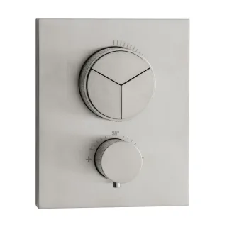 Herzbach PUSH Thermostat-Batterie LIVING iX 3 Verbraucher eckig rund Edelstahl, 17.803055.2.09 17.803055.2.09