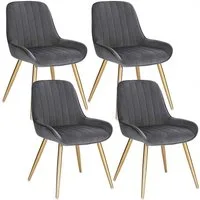 EUGAD Esszimmerstuhl (4 St), Retro, Sitzfläche aus Samt, mit Metallbeine
