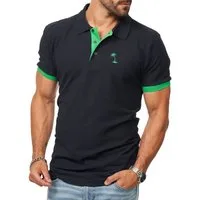DAILY COTTON Poloshirt in Kurzarm als Freizeit Polo T-Shirt - Polo-Hemd für Herren (1-tlg) Männer Polohemd im Regular-Fit in Piqué-Qualität mit Palmen-Logo