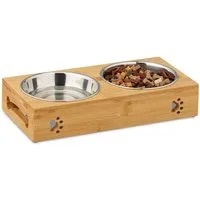 relaxdays Futterstation Doppelte Futterbar für Hunde