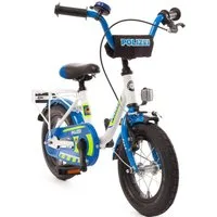 Bachtenkirch Kinderfahrrad 12 Zoll Polizei Fahrrad mit Rücktrittbremse Polizeifahrrad ab 3 Jahre, 1 Gang, Ständer, Klingel, Gepäckträger