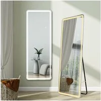 duschspa Ganzkörperspiegel Wandspiegel mit LED Beleuchtung Standspiegel Hängespiegel 150/160cm, Warm/Neutral/Kaltweß, dimmbar, Memory, mit Stecker