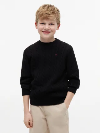 COTTON CABLE SWEATER Black - Gr. - 12