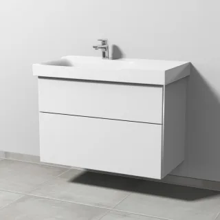 Sanipa 3way Waschtischunterbau zu Geberit Xeno2 Waschtisch mit 2 Auszügen, Weiß-Soft BR66243