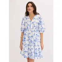 bonprix Minikleid für eleganten Look, aus Baumwolle, A-Linie Passform, Kurzarm-Design