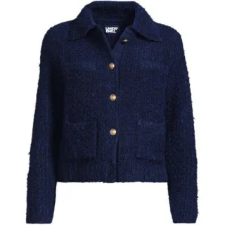Strukturierte Strickjacke im Couture-Stil, Damen,  Blau, Polyacryl/Polyester-Mischung, by Lands' End