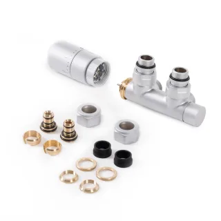 Terma Set Thermostat Verbundeckventill 50 mm CYLINDER GZ 1/2"-Ø16x2, Ø15 rechts, WRZT5G2-ST, Silbe WRZT5G2-ST