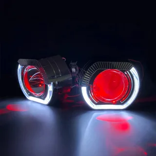 2.5'' VER 8.1 Bi-Xenon Projector Lens H1 Motorcycle Headlight for X5 BM Sport Motorcycle LED Square Angel Eyes DRL Retro