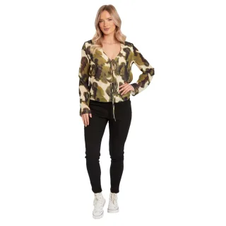 Influence - Bluse für Damen, V-Ausschnitt, Langärmlig (Grün)