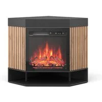 Vicco Kaminumbauschrank Lynea, Schwarz, 100 cm mit realistischem Flammeneffekt und Heizung ... (1-St)