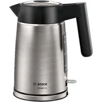 BOSCH Wasserkocher DesignLine TWK5P480, Ausgießen ohne Spritzer, Tassenanzeige, 1,7 l, 2400 W, große Wasserstandsanzeige, Überhitzungsschutz, Edelstahl
