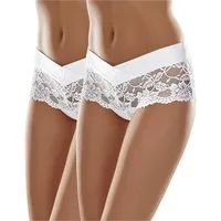 Merry Style Lange Unterhose Damen Unterhose Hipster Hot Pants mit Spitzenbesatz MSGAB155-2P (1-St)