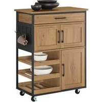 SoBuy Küchenwagen FKW45, Küchenwagen auf Rollen, Kücheninsel, Küchenregal, Servierwagen mit Flaschenablagen Weinschrank Rollwagen Küche Esszimmer