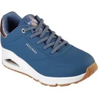 Skechers UNO SHIMMER AWAY Slip-On Sneaker Slipper, Freizeitschuh, Plateausneaker mit modischem Keilabsatz
