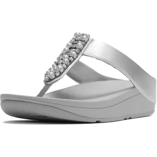 Fitflop Fino Toe-Post Polyurethan Damen Silber Sandalen