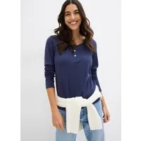 bonprix Langarmshirt (1-tlg) körperbetonte Passform, Langarm, mit kurzer Knopfleiste im Henley-Stil