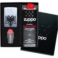 Lasernauten Feuerzeuge Zippo Feuerzeug mit Gravur albanischer Adler Chrome Brushed Albanien, Benzinfeuerzeug