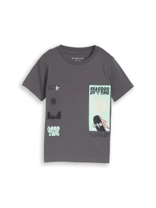 tom tailor kids - T-Shirt mit Print dark urban grey - Gr. - 98