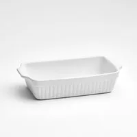 van Well Auflaufform Backform rechteckig, 29,8 x 16 x 6,4 cm, mit Rillenstruktur, Keramik, (1-St), weiß, spülmaschinen- und mikrowellenfest