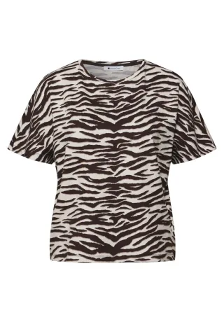 Street One - T-Shirt mit Allover-Animalprint braun - Gr. - 36