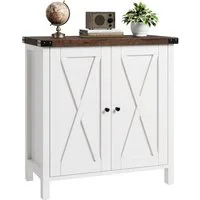 GarveeMore Buffet Sideboard mit 2 Türen Küchenschrank Aufbewahrungsschrank 76X40X80cm Sideboard Weiß Küchenschrank mit 2 Türen