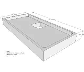 Neuesbad Wannenträger für Bette extraflach 160x75x6,5 SD22793