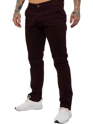 Enzo | Herren Slim Fit Stretch Chino Jeans - Burgunderrot