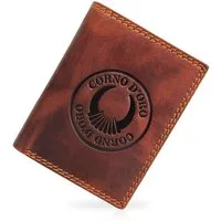 Corno d´Oro Geldbörse Herren Leder Handmade Geldbeutel mit Münzfach RFID Schutz, Hochformat Portemonnaie, 7 Kartenfächer, mit Geschenkbox