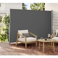 SONGMICS Seitenmarkise ausziehbar, Sichtschutz, balkon terrasse, Windschutz (Sonnenschutz, inkl. Zubehörpaket & Anleitung) Alu, Balkon, mitgelieferte Bodenhalterung
