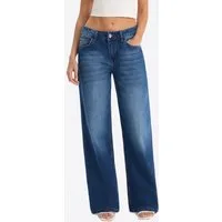 Imily Bela Loose-fit-Jeans Damen Hochgeschnittene Jeans mit geradem Bein (Packung, 1-tlg., 1per-Pack) aus Baumwolle