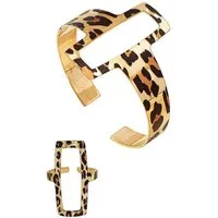 KARMA Schmuckset Damen Armreif und Ring Leo Print gold (modern, 2-tlg., Leoperaden Muster Fingerring), Leoschmuck